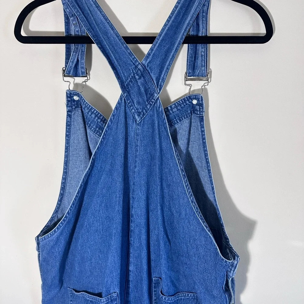 Vintage 90’s Agapo Embroidered American flag denim cropped overalls sizeXL - Picture 13 of 15